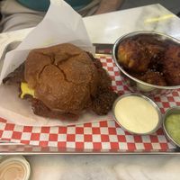 b*con smash w/corn fritters   at Kitsune Burgers in Brussels