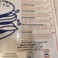 Menu September 2025 at Kitsune Burgers in Brussels