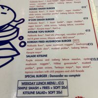 menu  at Kitsune Burgers in Brussels