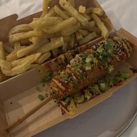 Corn dog  at Kitsune Burgers in Brussels