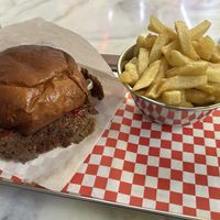 Simple Smash with classic fries  at Kitsune Burgers in Brussels