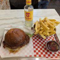 Simple Smash combo meal with their homemade BBQ sauce at Kitsune Burgers in Brussels