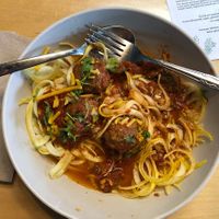 Zoodles with vegan meatballs at Good Earth Holistic Kitchen in Hudson