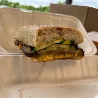 Veggie pesto Panini with vegan cheese. Veggies include zucchini and eggplant.  at Good Earth Holistic Kitchen in Hudson