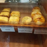 Even the meat hand pie is vegan!!! at Bowery Bagels in Portland