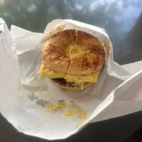 Jesse Applegate on Tajin bagel  at Bowery Bagels in Portland