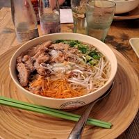 Vegan pho with lots of veggies and fried seitan at Oriental Soup House - Szervita tér in Budapest