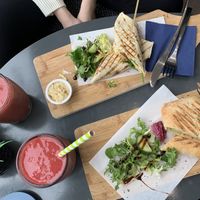 falafel wrap, ham and cheese toastie and smoothies  at Vunch in Bromley