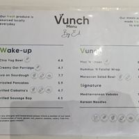 Menu as of December at Vunch in Bromley