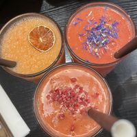 Three juices  at Café Baghuset in Viborg