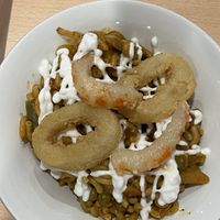 Fiduea Marinera (Seafood Fiduea) on a bed of noodles   at A Flama in Zaragoza