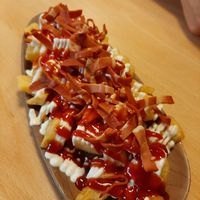 Bravas con bacon at A Flama in Zaragoza