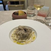 Truffle and cashew spaghetti  at Linfa in Milan