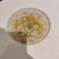 Cashew & pepper gnocchi - the cashew-based cheese really tastes like pecorino cheese at Linfa in Milan