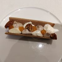 Apricot, vanilla, and pecan dessert at Linfa in Milan