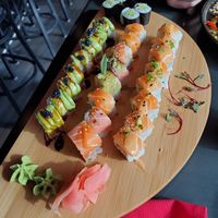 Caterpillar, Vegas, and Rainbow rolls at Sakana in Rocky River