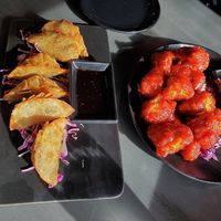 Top: Koren fried cauliflower Bottom: Shitake Mushroom Dumplings at Sakana in Rocky River