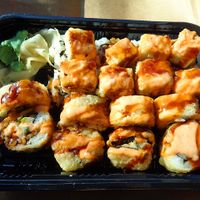 Popcorn Fu (top with tofu cubes) and Vegan Cabo (bottom) at Sakana in Rocky River