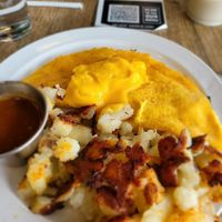 Vegan Spanish omelet with the sauce on the side #Veganuary at J's Diner in Hagerstown