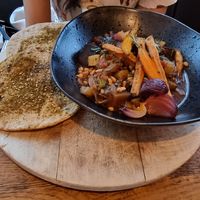Egg plant stew with Libanese bread at Liff in Assen
