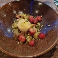 Lemon sorbet icecream with fruit at Liff in Assen