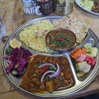 Vegan curries selection at The Chakra Lounge in Sheffield