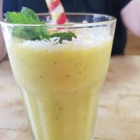 Mango, coconut and mint smoothie at The Chakra Lounge in Sheffield
