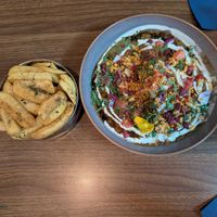 Samosa chaat and masala chips at The Chakra Lounge in Sheffield