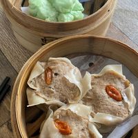 Vegan BBQ pork buns & vegan siu mai  at Iron Teapot Dim Sum in Culver City