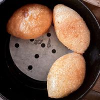Ham Sui Gok Vegan (Fried Soft sweet Mochi stuffed with veggie, meatless ground pork made with soy protein)  at Iron Teapot Dim Sum in Culver City