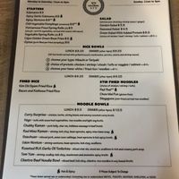 Part of menu  at Eat-A-Bowl in Mooresville