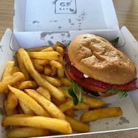 Plant Based Burger, sorry took a few bites without thinking  at GF EATS in Bellambi