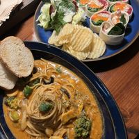 Rose pasta and rainbow wrap  at Retro33 - 레트로33 in Yongin