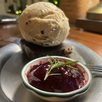 Dessert. Brownie, Ice cream, and cherry jam!   at Retro33 - 레트로33 in Yongin