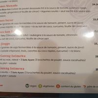 Menu at Restaurant Indonesia in Paris