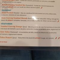 Menu at Restaurant Indonesia in Paris