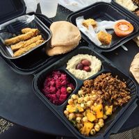 chickpeas fries, sampler at Neomonde Mediterranean in Raleigh
