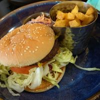 Vegan burger - much more than just a standard vegan option!  at m'Eating Point in Llangollen