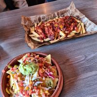 Nachos and Loaded fries at m'Eating Point in Llangollen
