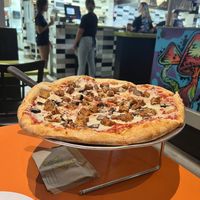 Vegan cheese, bbq tempeh and portobello mushroom large pizza   at Mellow Mushroom in Myrtle Beach