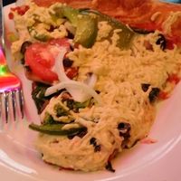 loaded veggie pizza with daiya! at Mellow Mushroom in Myrtle Beach