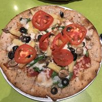  GF stone fired thin crust; vegan cheese at Mellow Mushroom in Myrtle Beach