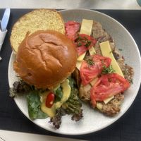 Delicious breakfast ‘omelette’ that is made with chickpea flower so is vegan.   at Gemma Naxian Bar in Naxos