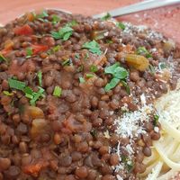 Spag bol at Mother Earth in Mykonos