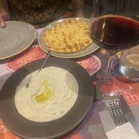 Tzatziki and pita bread  at Mother Earth in Mykonos