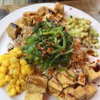 Poke bowl, sub tofu  at Bitters & Bones in Saranac Lake