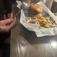 Jamaican burger  at Bitters & Bones in Saranac Lake