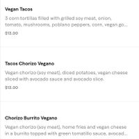 Vegetarian & Vegan Menu  at Plaza Azteca in Reading