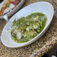 Young coconut aguachile  at Cocina De Barrio in San Diego
