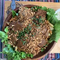 Peanut tempeh bowl  at Samsara's Garden in San Marcos La Laguna